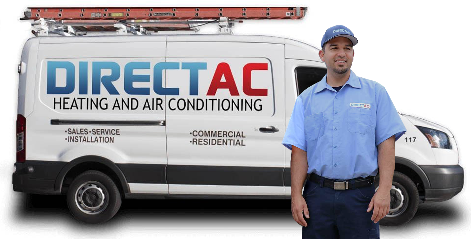 directac service van parked in Riverside driveway for air conditioner repair